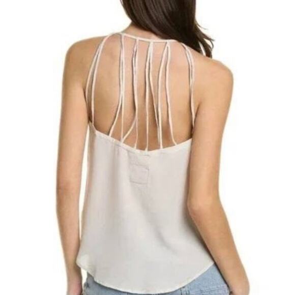 Chaser Strappy Crepe De Chine Silk Camisole in Bone - M - Picture 2 of 6